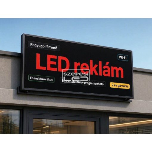 Fényújság 128cm x 48cm Piros LED reklámtábla fényreklám + WiFi vezérlőkártya beépítve