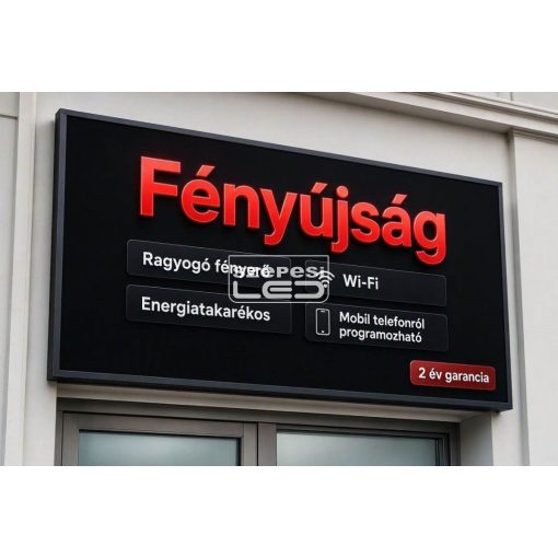 Fényújság 128cm x 64cm Piros LED reklámtábla fényreklám + WiFi vezérlőkártya beépítve