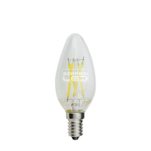 LED izzó, gyertya, égő, E14 foglalat, Filament 4 Watt, hideg fehér Optonica