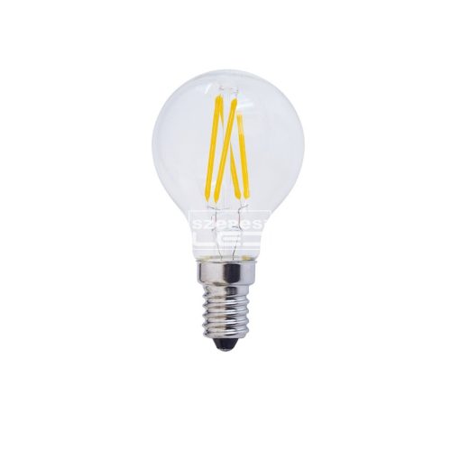 LED izzó, gömb, égő, E14 foglalat, Filament 4 Watt, meleg fehér Optonica