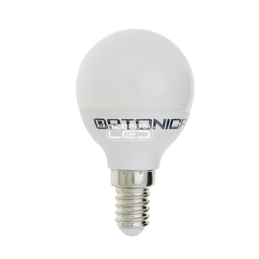 LED izzó, gömb, égő, E14 foglalat, 8.5 Watt, nappali fehér Optonica