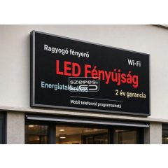   Fényújság 160cm x 64cm Piros LED reklámtábla fényreklám + WiFi vezérlőkártya beépítve