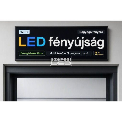 Fényújság 96cm x 32cm 7 színű LED reklámtábla fényreklám + WiFi vezérlőkártya beépítve