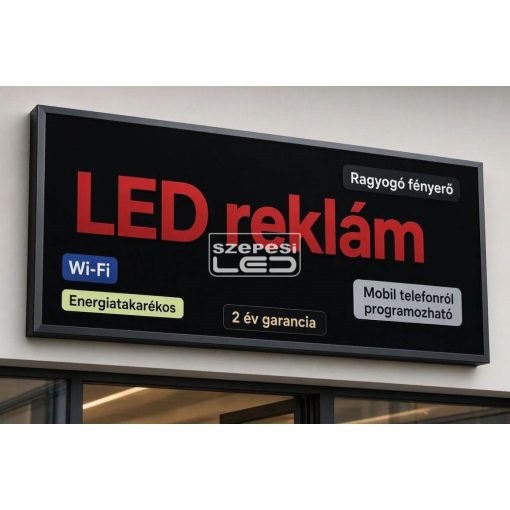 Fényújság 96cm x 48cm Piros LED reklámtábla fényreklám + WiFi vezérlőkártya beépítve
