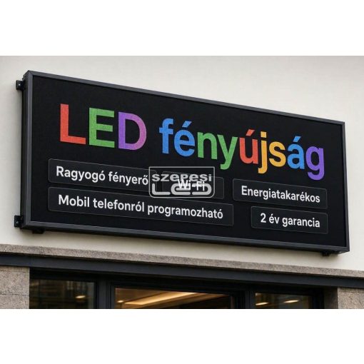 Fényújság 96cm x 48cm 7 színű LED reklámtábla fényreklám + WiFi vezérlőkártya beépítve