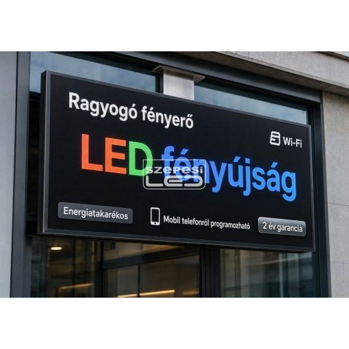Fényújság 96cm x 64cm 7 színű LED reklámtábla fényreklám + WiFi vezérlőkártya beépítve